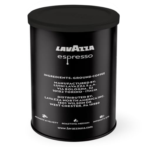 Lavazza Espresso Ground Coffee aroma hints florals and fruit for a fragrant morning brew.