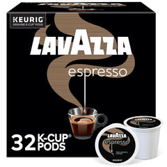 Lavazza Espresso pods on the box front offer quick, authentic espresso at home.