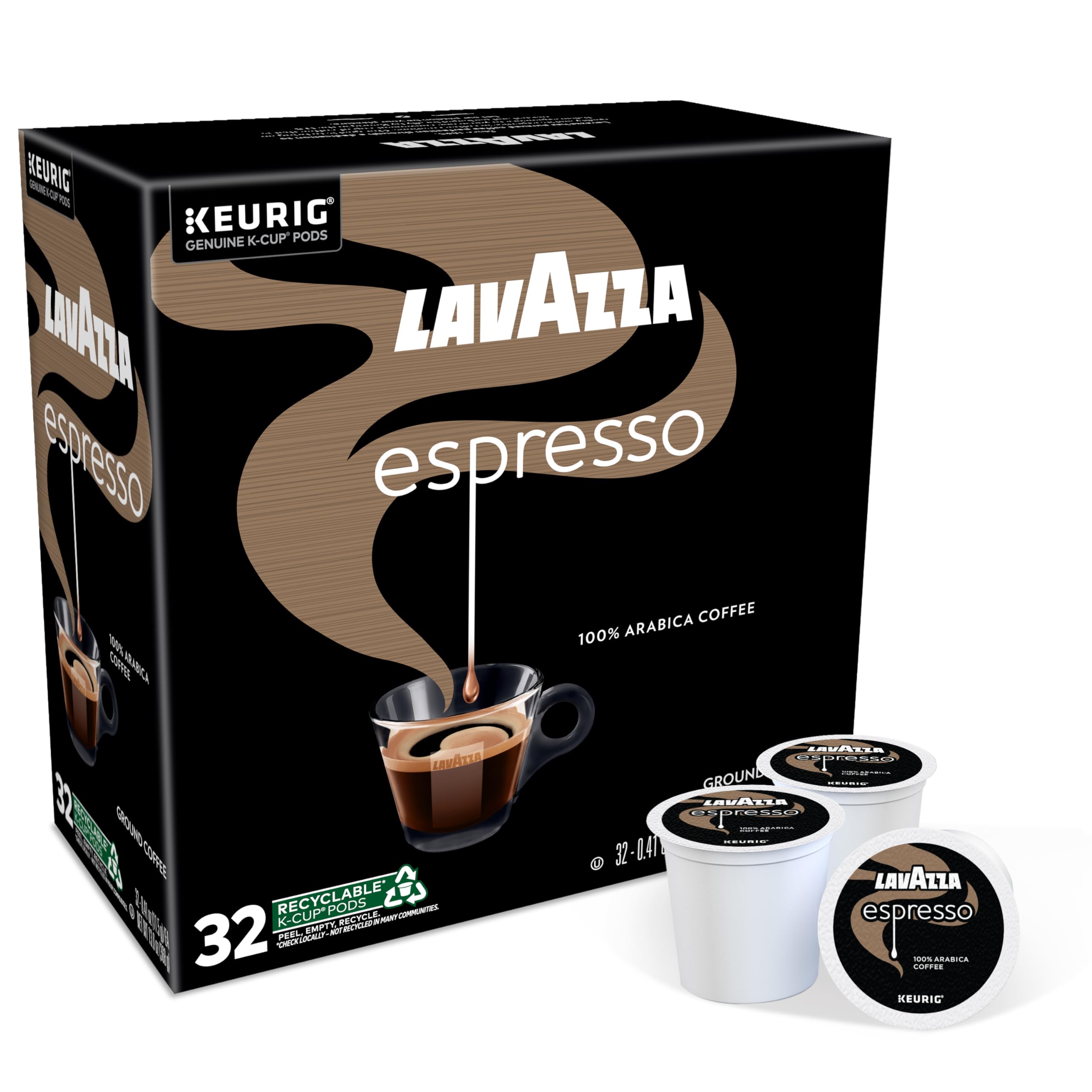 Lavazza heritage and sustainability stamp on box highlighting century-long expertise.