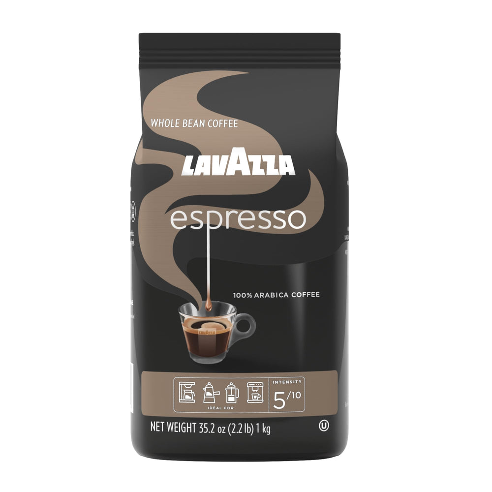 Lavazza Espresso whole bean coffee bag; 2.2 lb, ideal for fresh-ground mornings.
