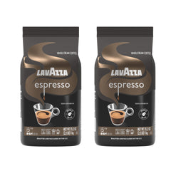 Lavazza Espresso whole bean coffee bag, 2-pack, ideal for espresso and drip brewing.