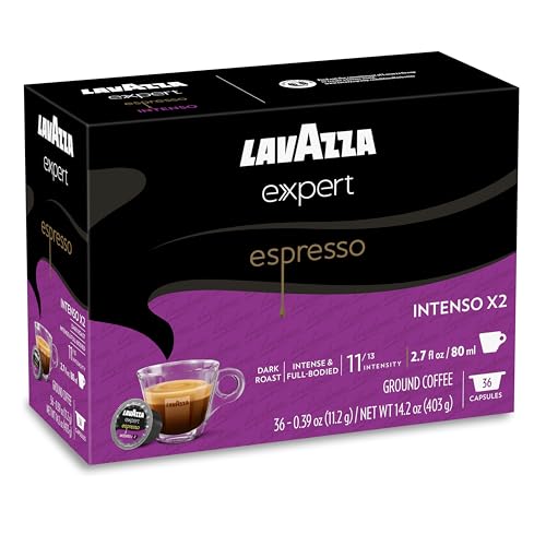 Lavazza Expert Espresso Intenso dark roast label on packaging