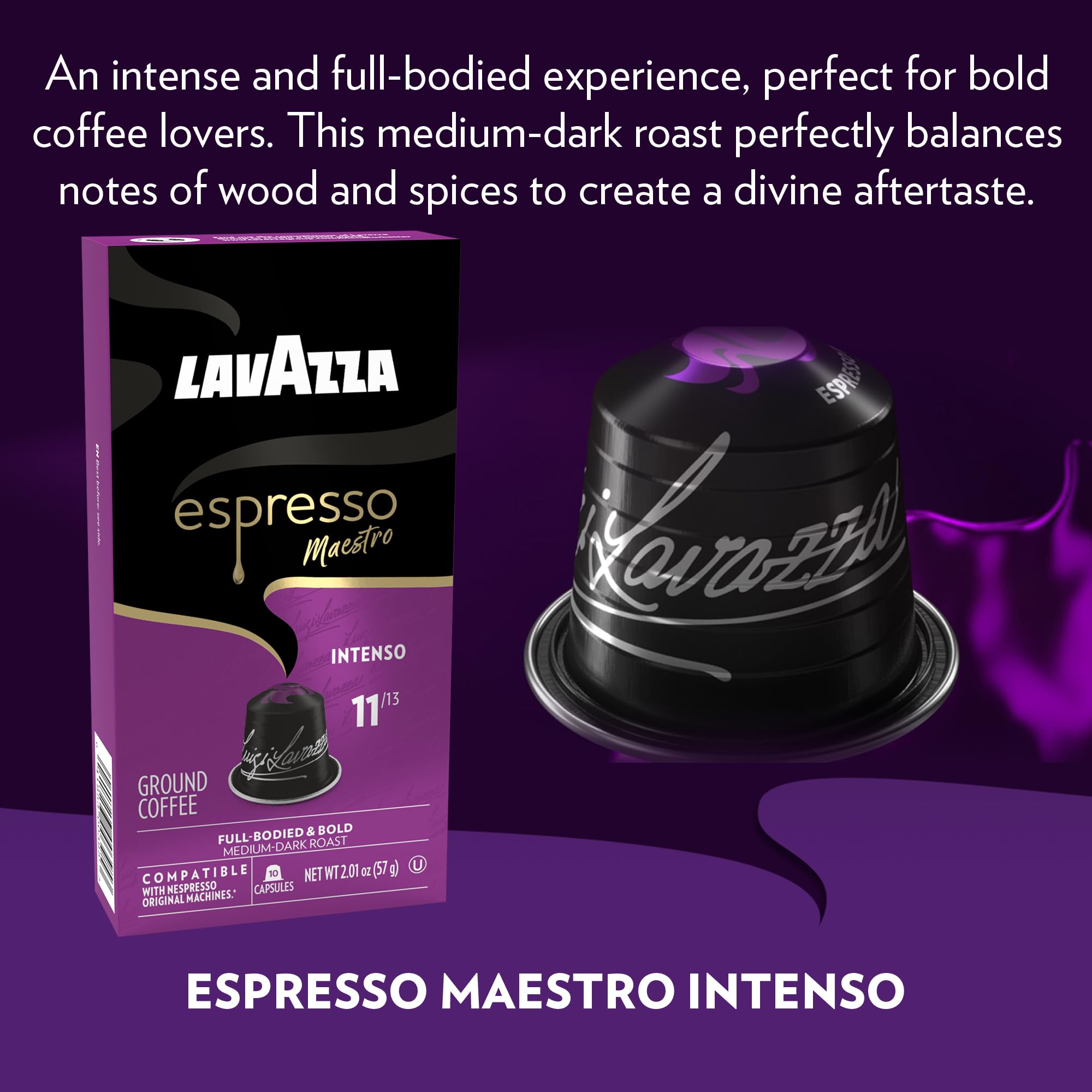 Lavazza Espresso Maestro Intenso box label visible on packaging