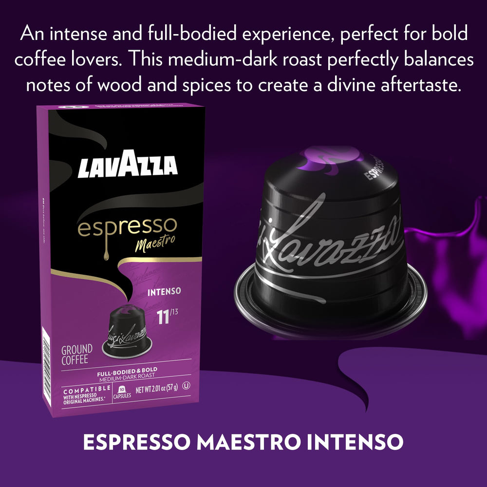 Lavazza Espresso Maestro Intenso box label visible on packaging