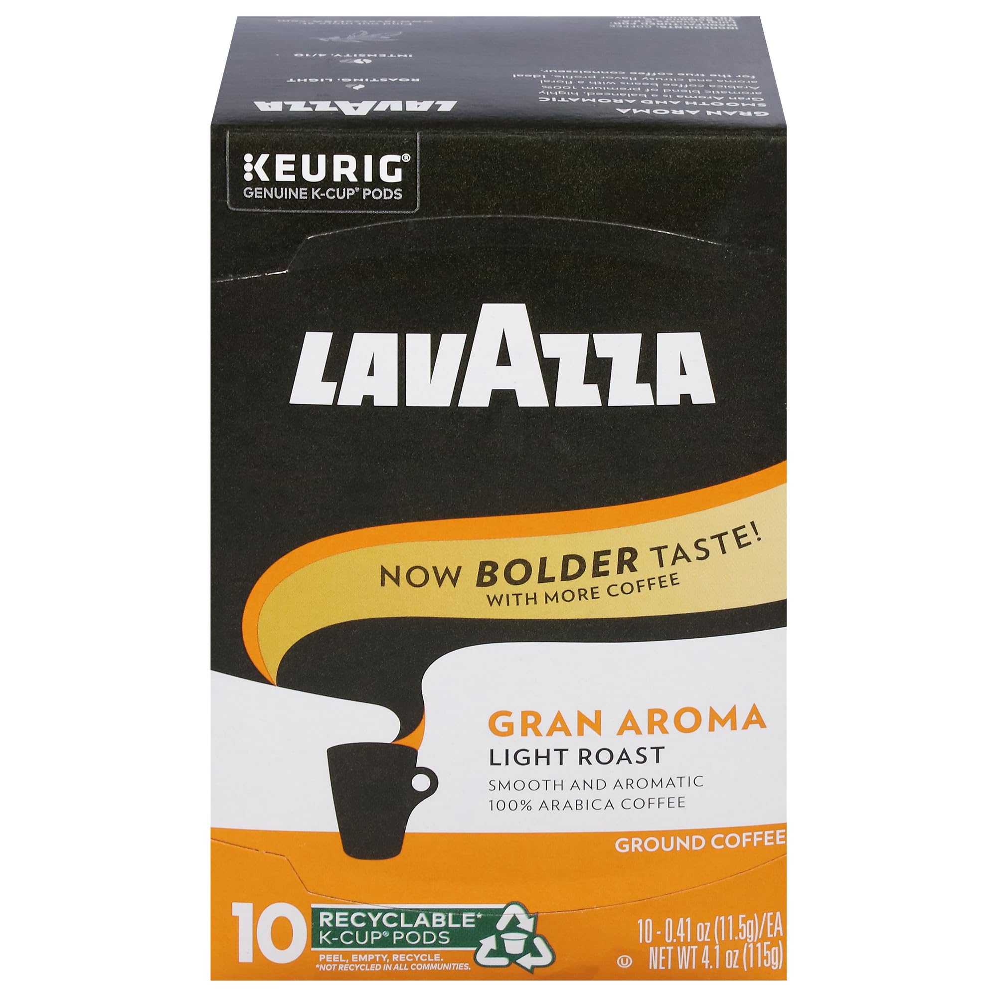Lavazza Gran Aroma box front showing premium Italian roast for mornings.