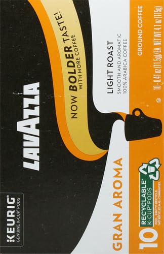 Lavazza Gran Aroma Italian roast label indicating light, balanced profile.