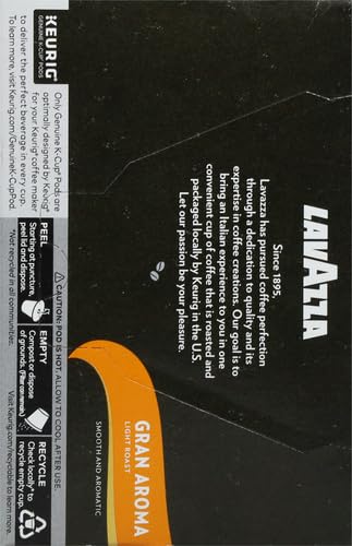 Lavazza Gran Aroma packaging details with Arabica origin and roast information.