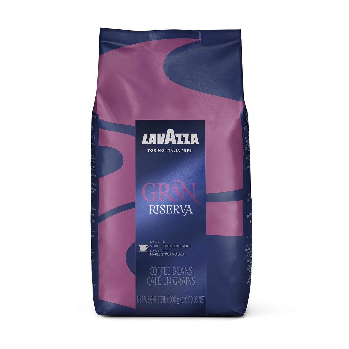 Lavazza Gran Riserva whole bean bag ready for grinding and brewing at home
