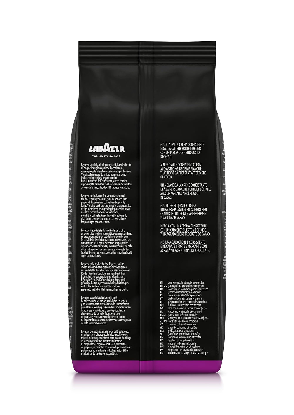 Lavazza Gusto Forte freshness valve packaging—sealed freshness for peak flavor.