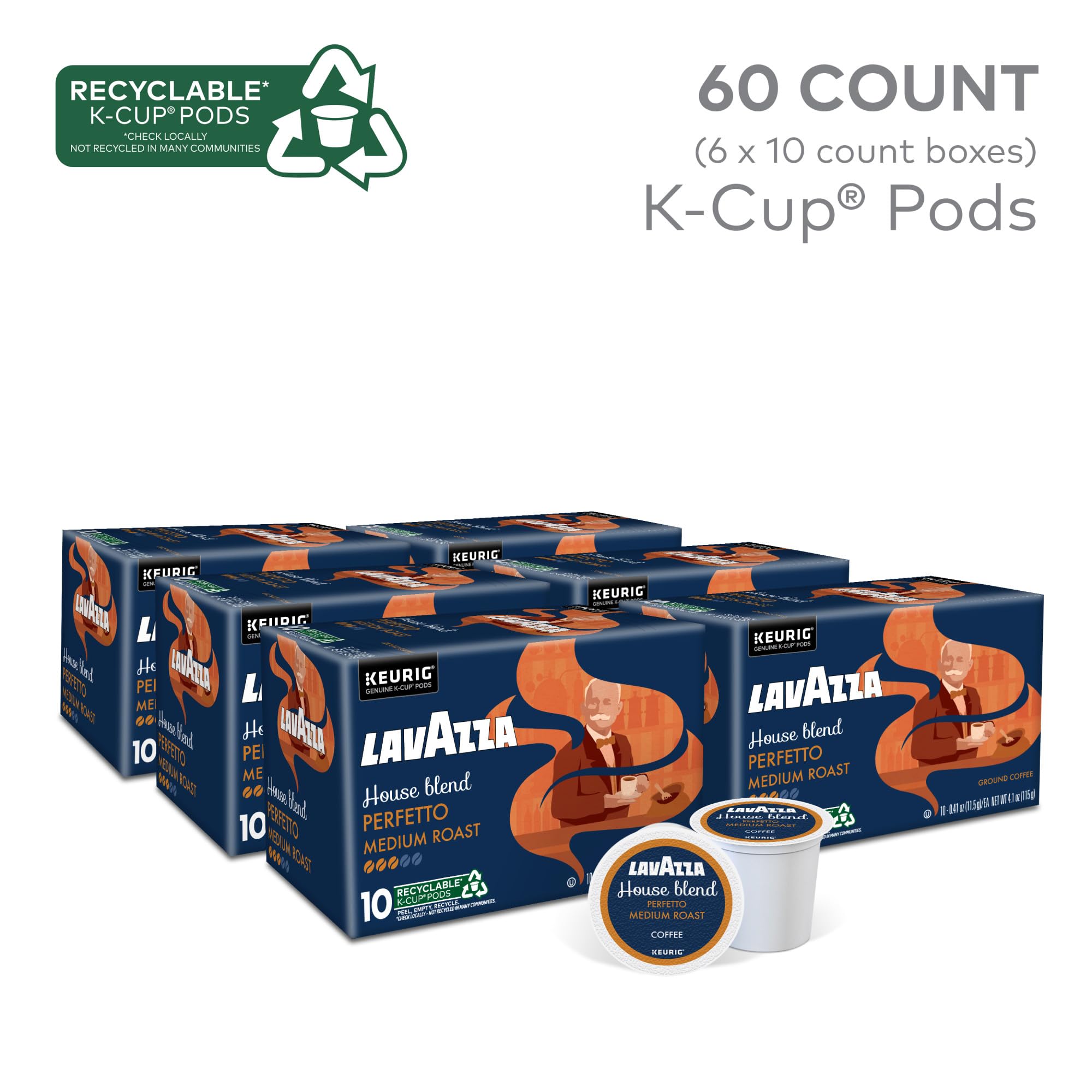 Lavazza House Blend Perfetto 60-count box for pantry-friendly supply