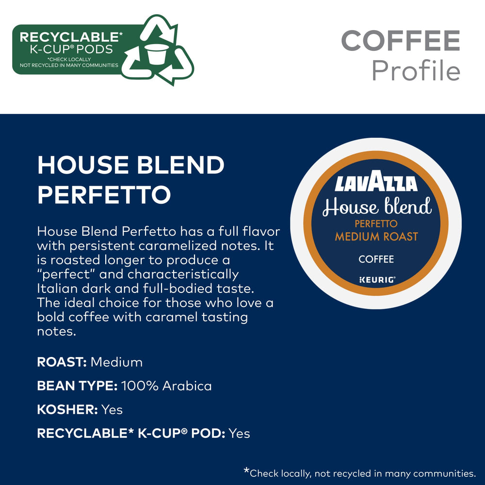 Lavazza House Blend Perfetto coffee beans close-up highlighting bold profile