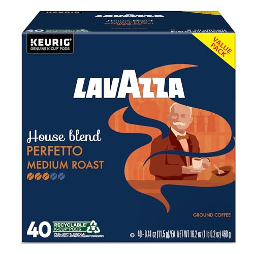 Lavazza House Blend Perfetto brew action capturing rich crema hint.