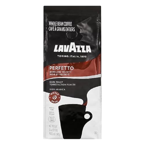 Lavazza House Blend Perfetto coffee beans closeup, rich aroma.