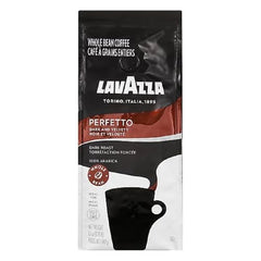 Lavazza House Blend Perfetto coffee beans closeup, rich aroma.