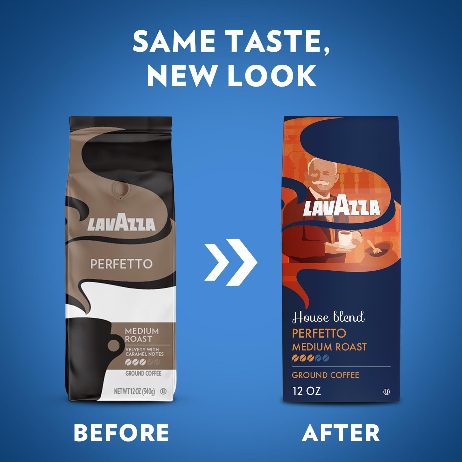 Lavazza Perfetto coffee beans highlight 100% Arabica richness for balanced flavor.
