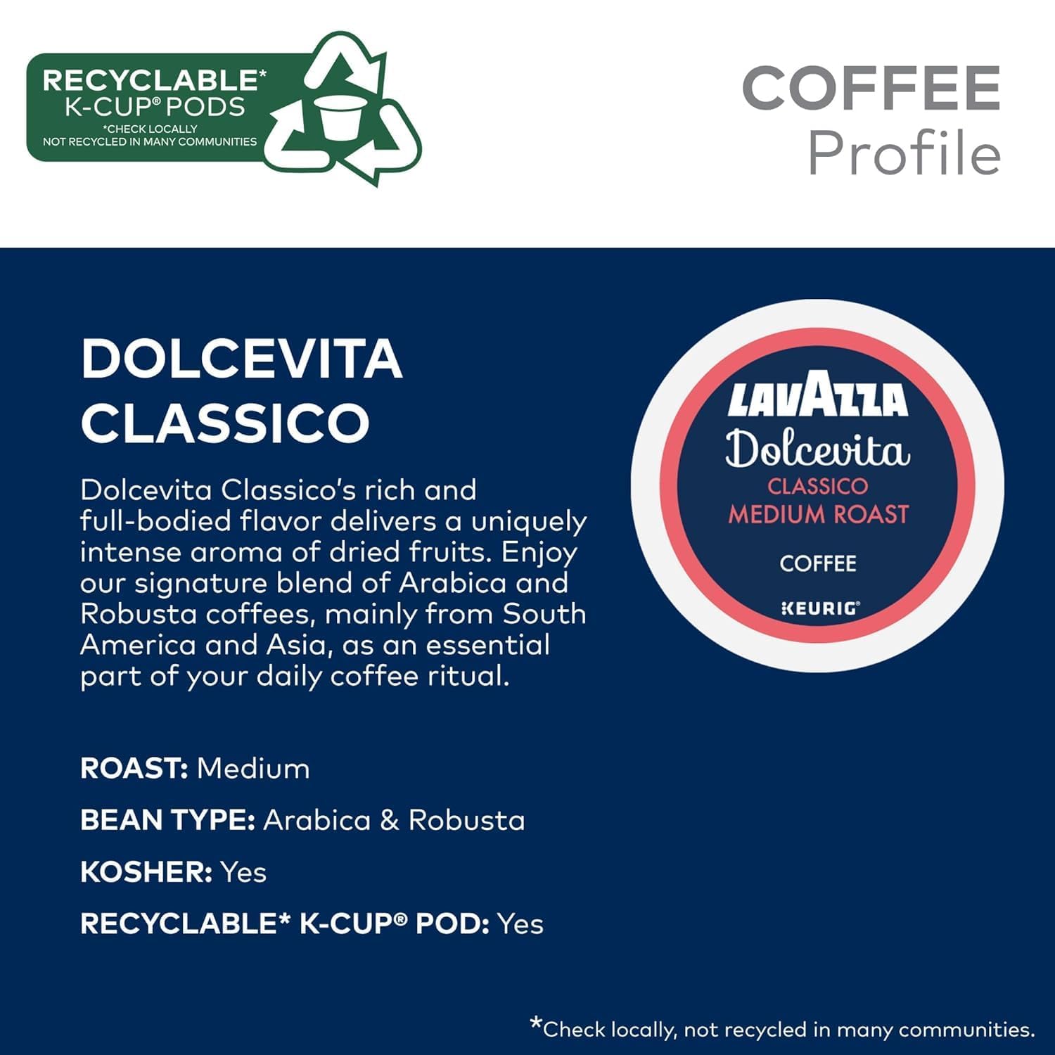 Lavazza House Blend Perfetto K-Cup close-up with rich aroma.