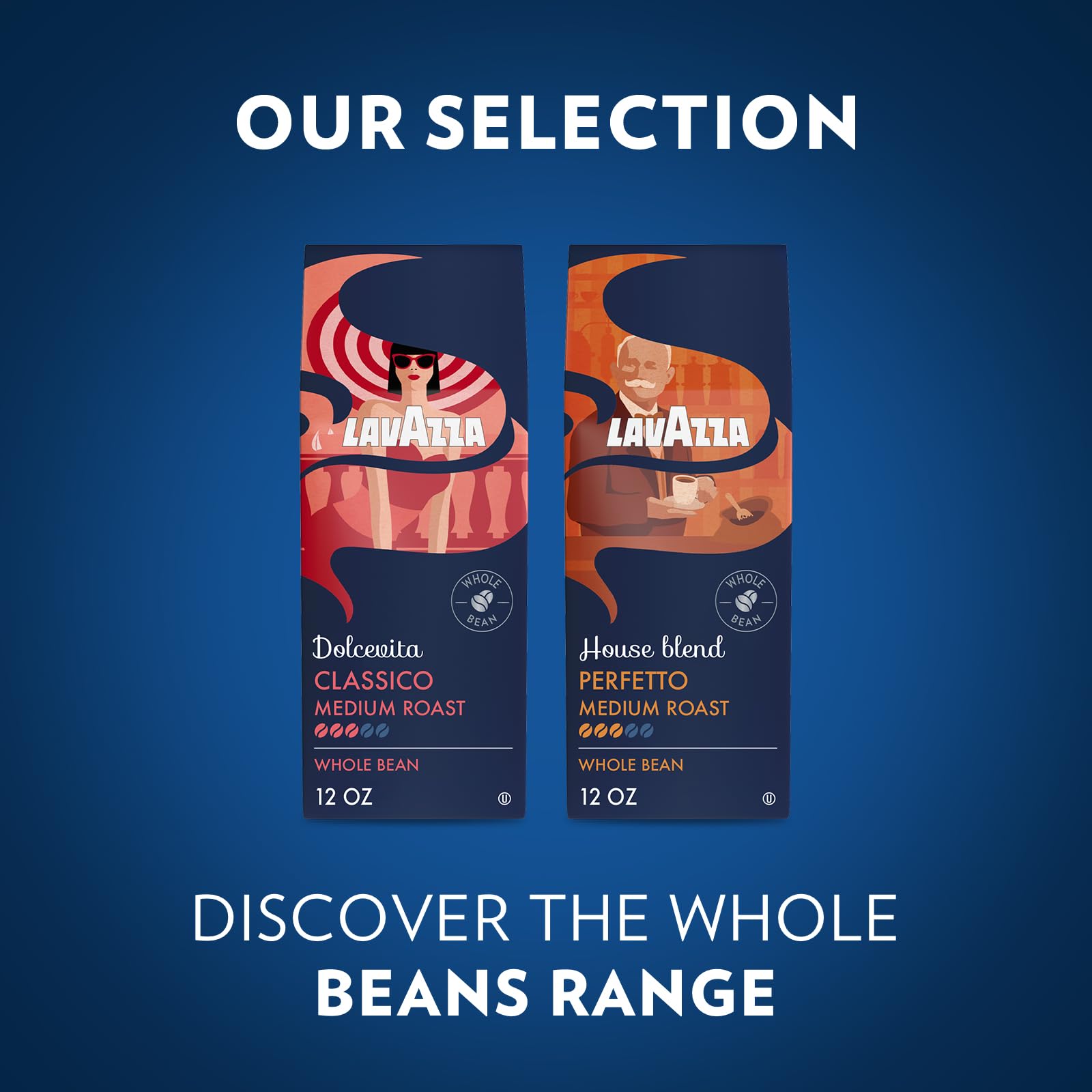 Lavazza House Blend Perfetto medium roast beans on counter.