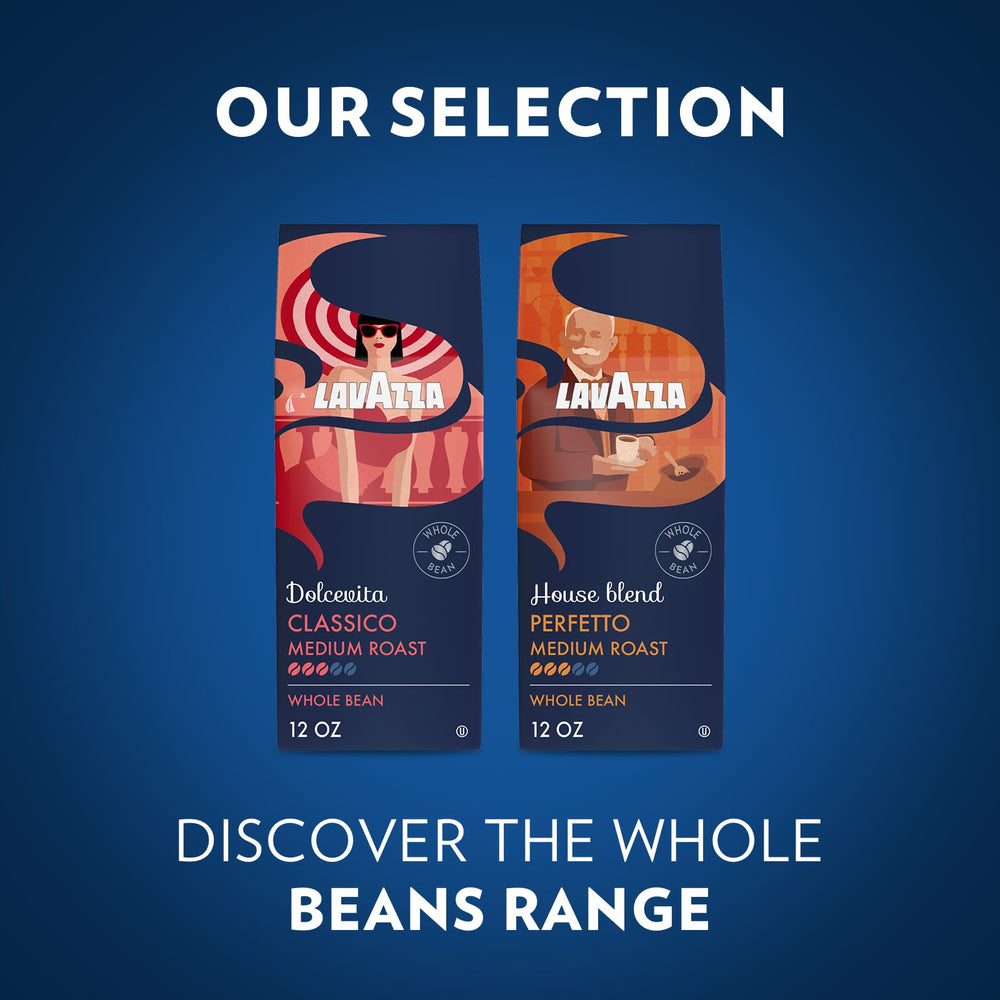 Lavazza House Blend Perfetto medium roast beans on counter.