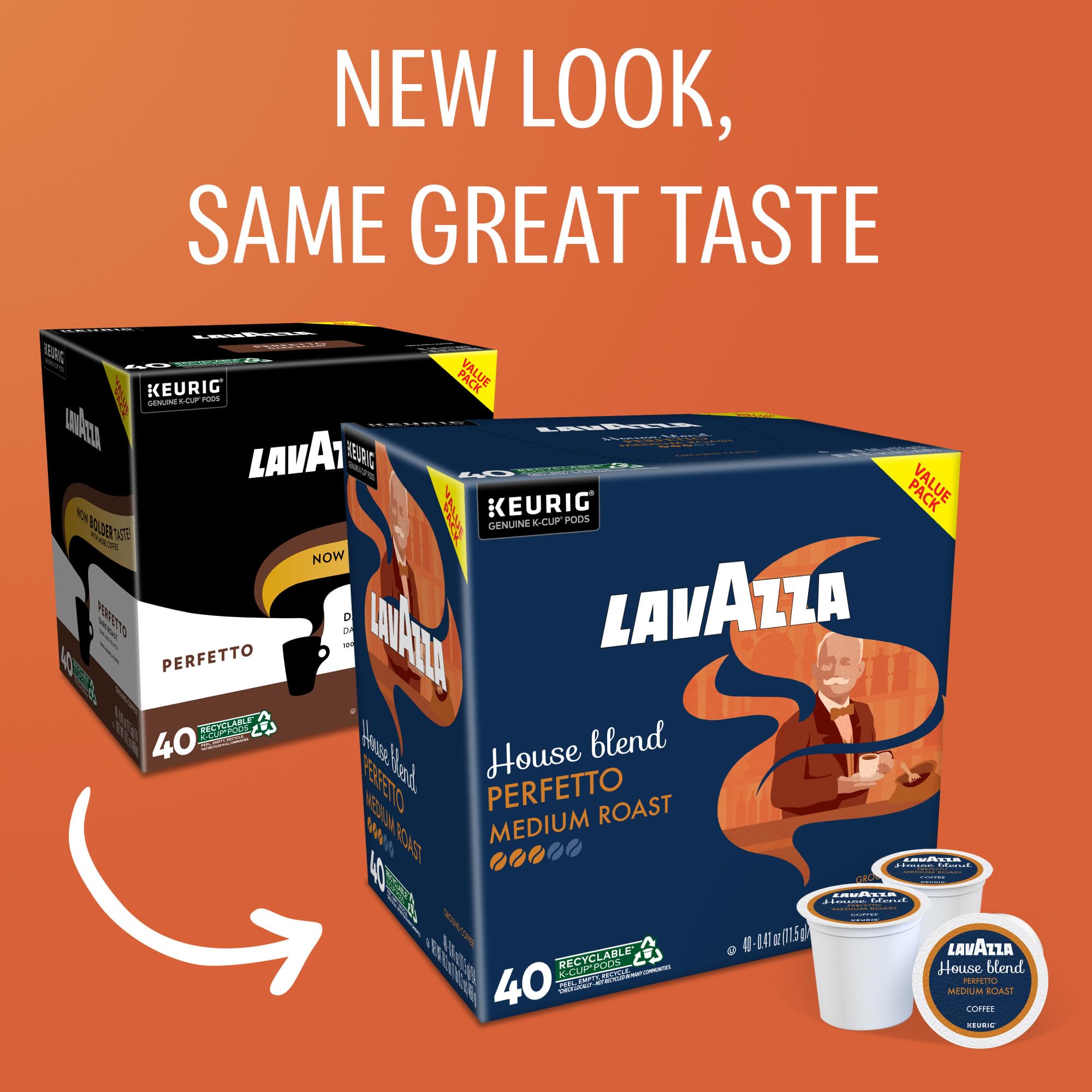Lavazza House Blend Perfetto packaging closeup highlights rich roast aroma.