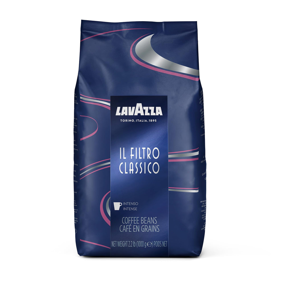 Lavazza Il Filtro Classico dark roast coffee bag on counter, ready for daily use