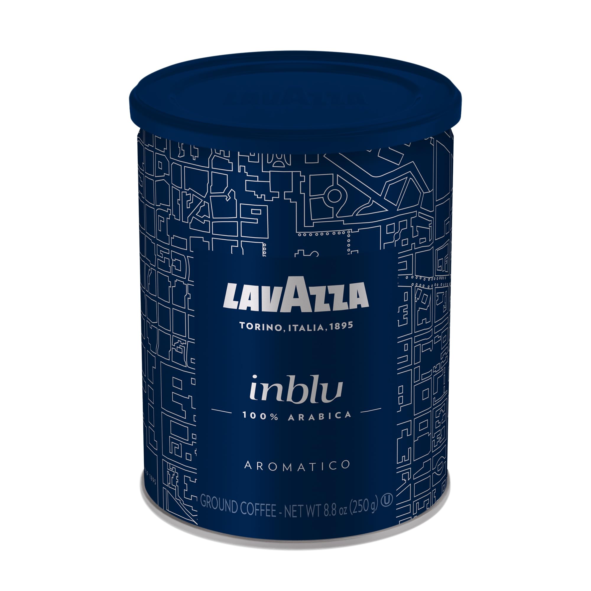 Lavazza in Blu espresso ground coffee can—rich aroma for authentic espresso at home.