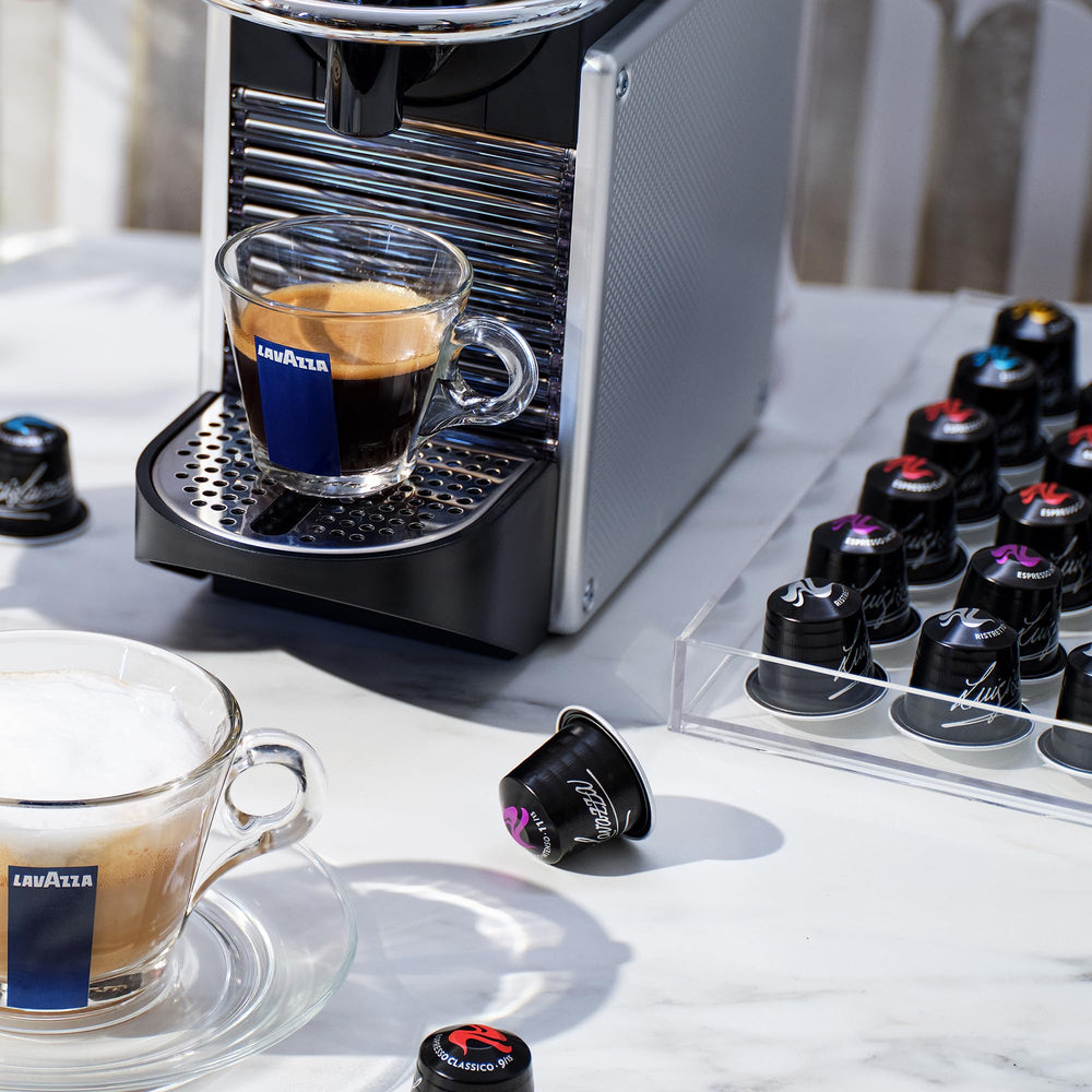 Lavazza capsules compatible with Nespresso OriginalLine machines for fast espresso.
