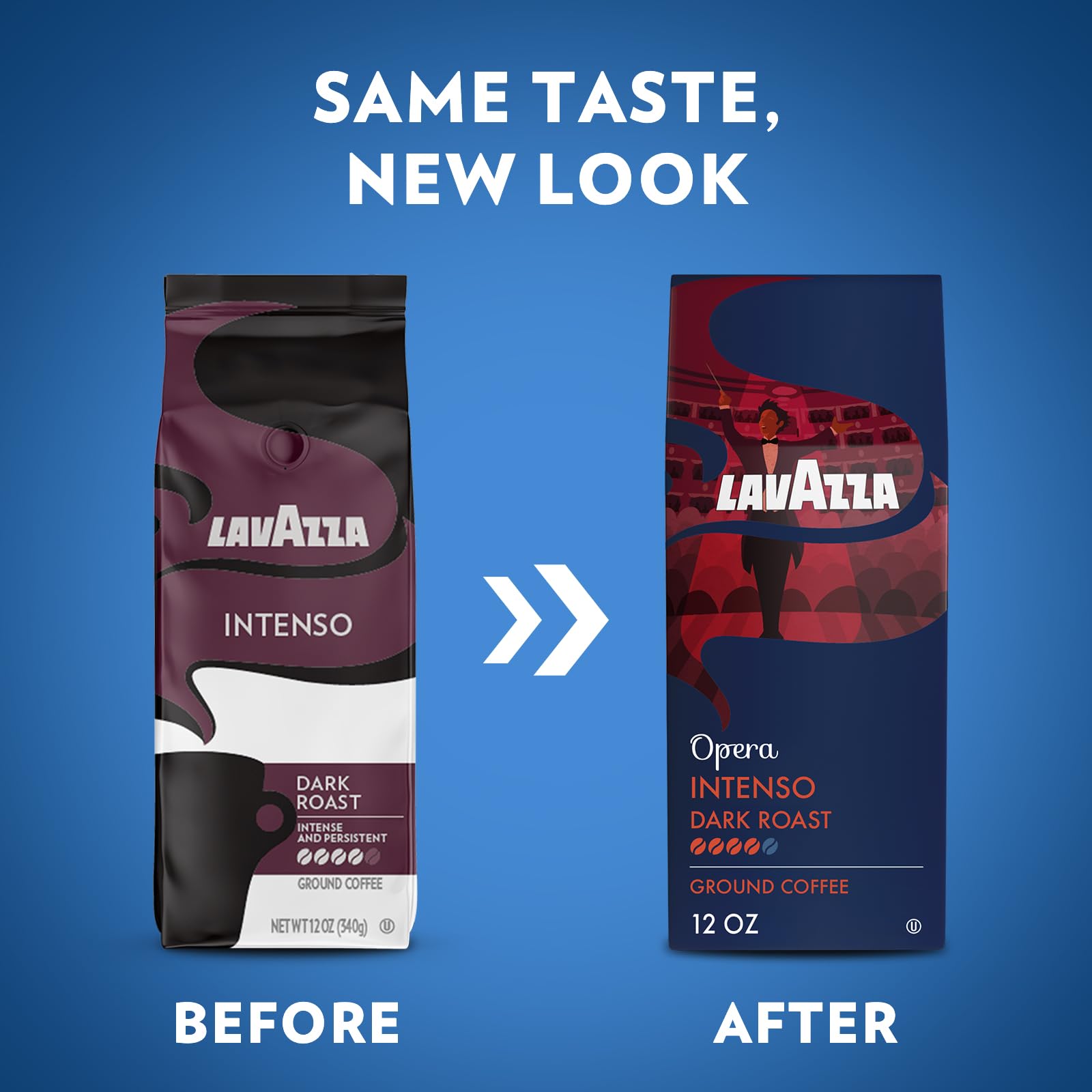 Lavazza Opera Intenso Arabica Robusta blend visual illustrating balanced flavor
