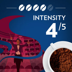 Lavazza Opera Intenso steaming cup showing smoky and caramel notes