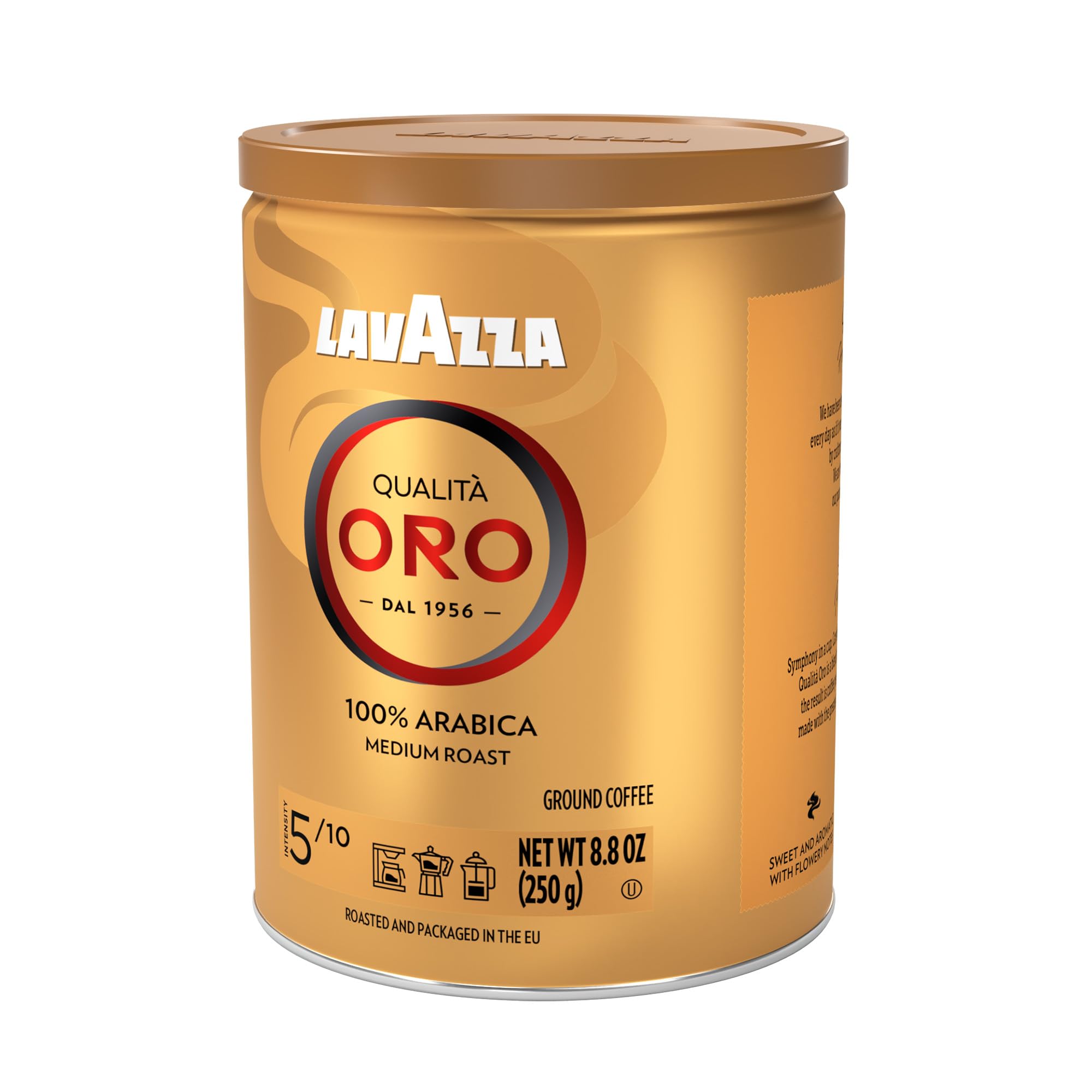 Lavazza Qualità Oro arabica beans closeup highlighting Central and South American origin.