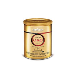 Lavazza Qualità Oro tin shows French press compatibility for a velvety finish.