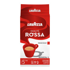 Lavazza Qualità Rossa ground coffee for espresso at home.