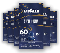 Lavazza Super Crema aluminum capsules for Nespresso Original in compact packaging.