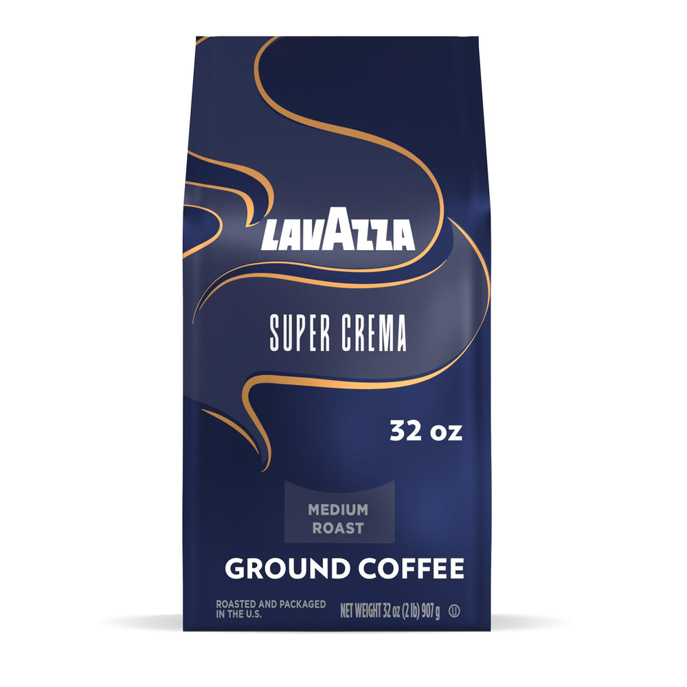 Lavazza Super Crema bag front shows the 32 oz pack ideal for daily espresso.