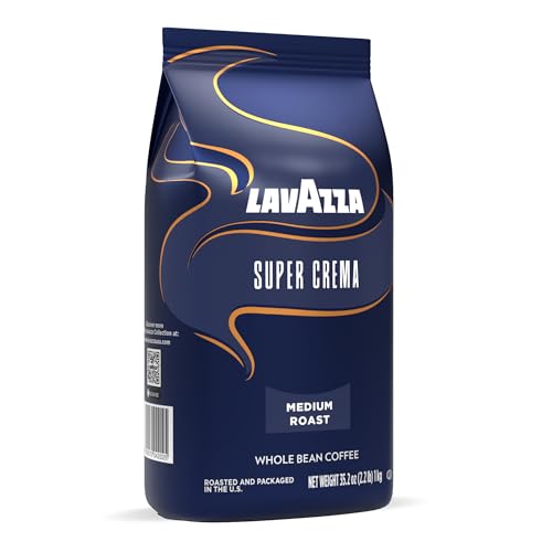 Lavazza Super Crema bean closeup aroma emphasizes nutty sweetness ideal for home brewing.