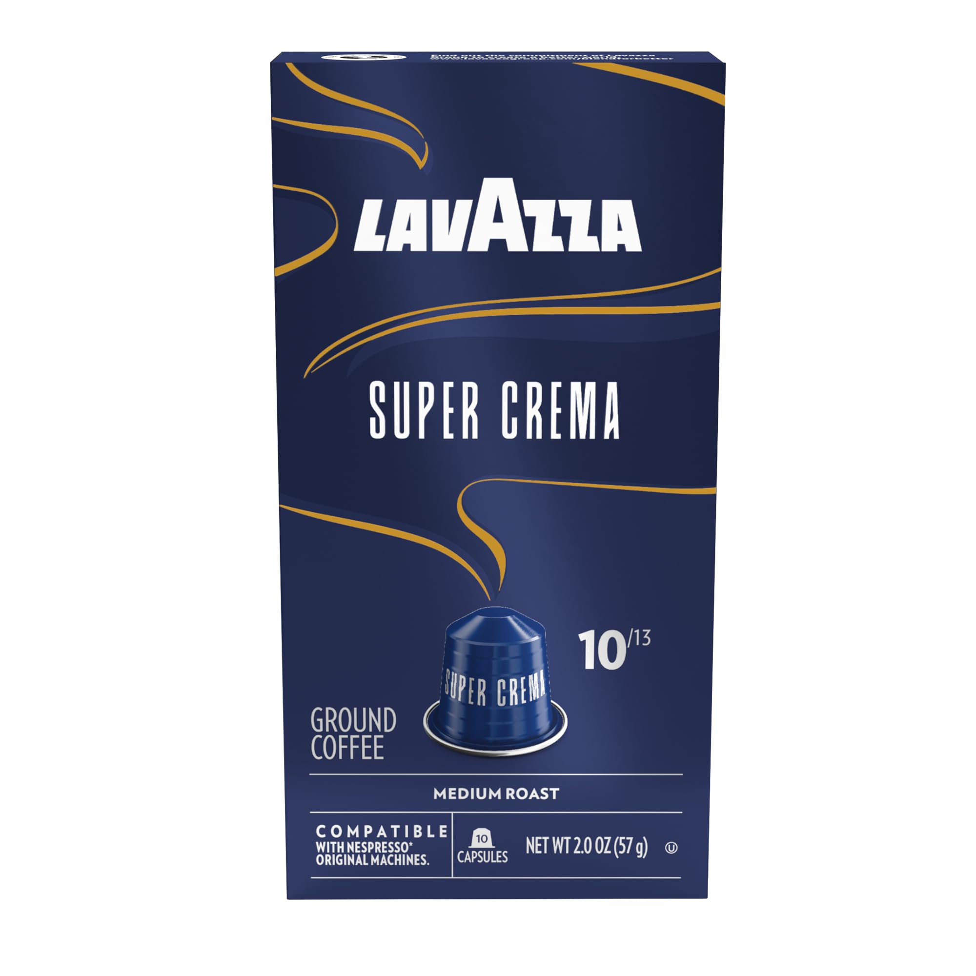 Lavazza Super Crema capsules closeup reveal rich crema for quick espresso.