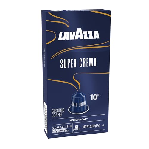 Lavazza Super Crema capsules pack shot for convenient single-serve espresso.