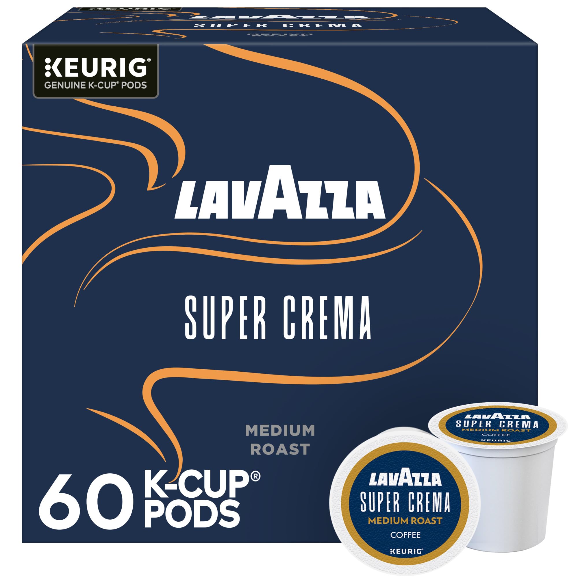 Lavazza Super Crema K-Cup pods in box packaging for quick espresso at home