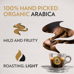 Lavazza Tierra for Planet bag back with sustainability badges and product details