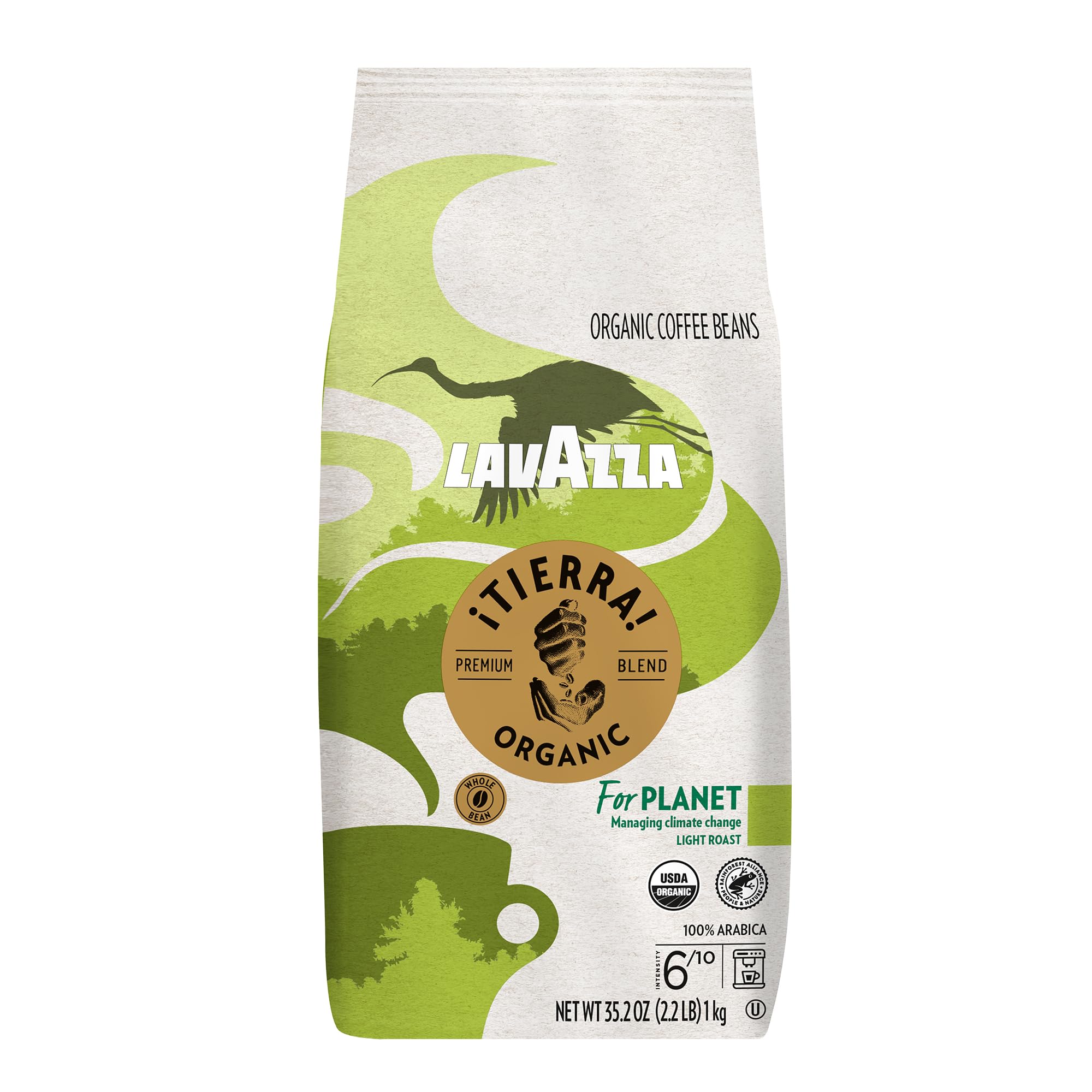 Lavazza Tierra! Organic for Planet whole bean bag ready for home use.
