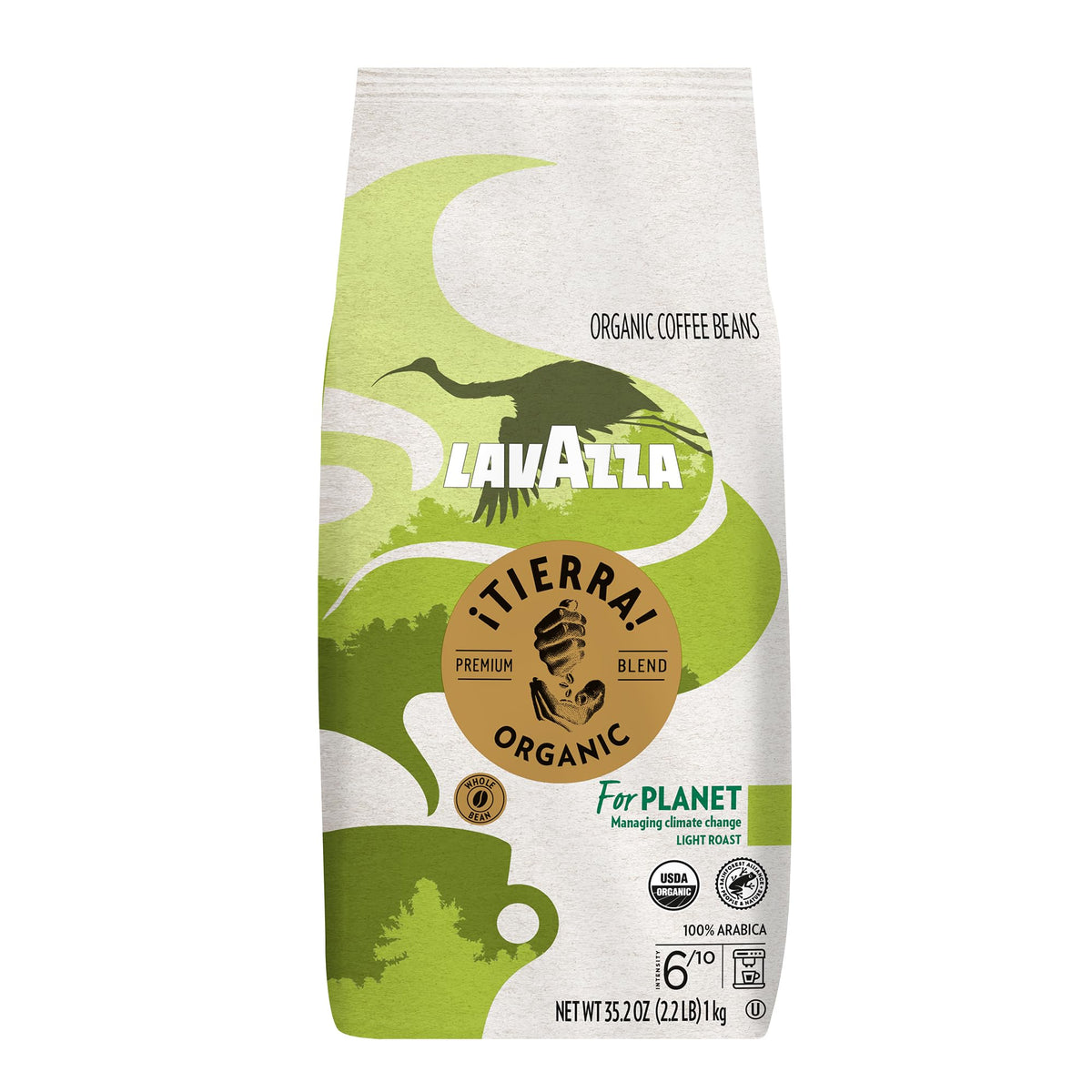 Lavazza Tierra! Organic for Planet whole bean bag ready for home use.