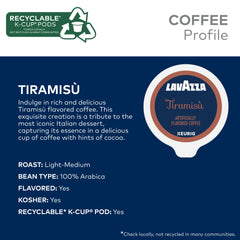 Lavazza Tiramisù cup steaming shows inviting aroma and cocoa notes.