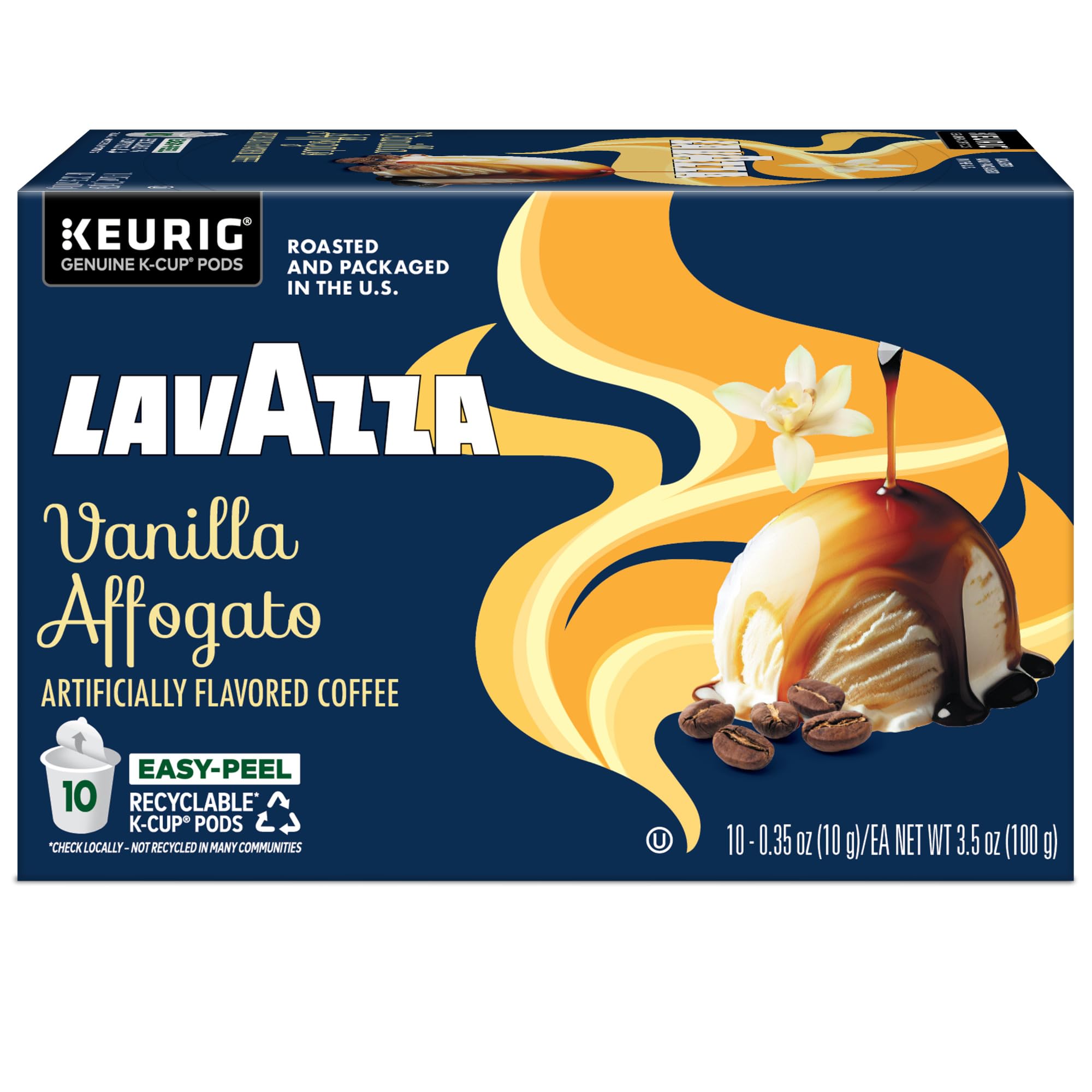 Lavazza Vanilla Affogato vanilla aroma near a hot cup
