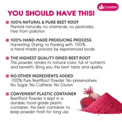 Lavendium Beetroot Powder finely ground texture ideal for smoothies and baking.