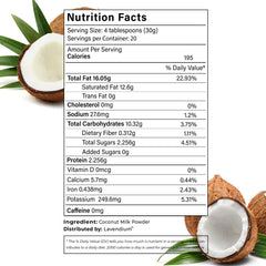 Lavendium coconut milk powder measuring scoop for quick recipe prep.