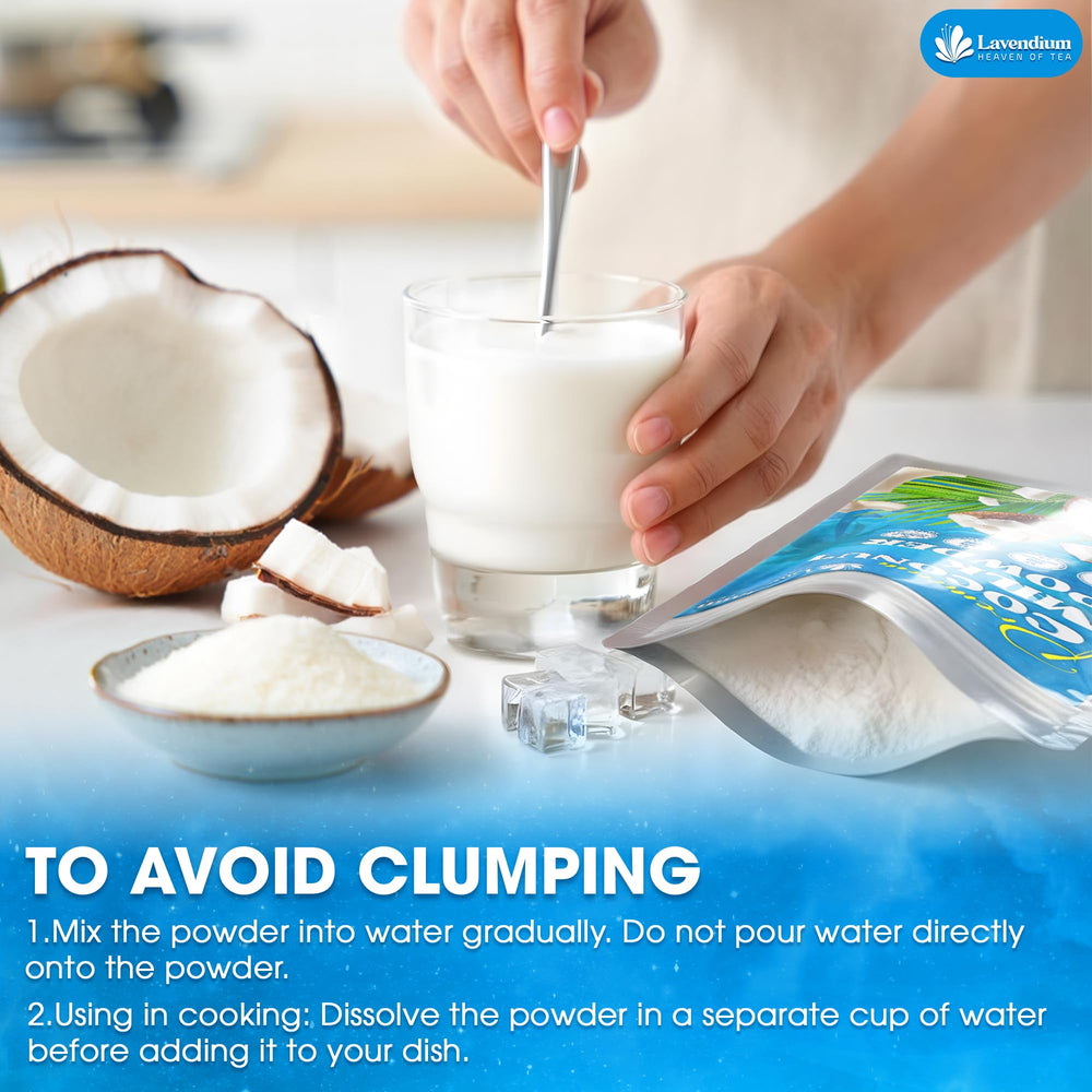 Lavendium Coconut Milk Powder reseal cap emphasizing freshness and storage