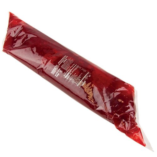 Lawrence Foods Strawberry Pastry Filling with EZ Squeeze Sleeve for cakes and pies.