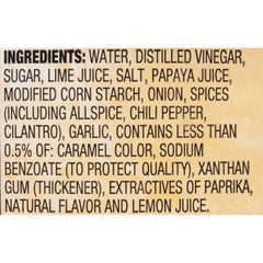 Close-up label of Lawry's Caribbean Jerk Marinade highlighting natural flavors and no MSG.