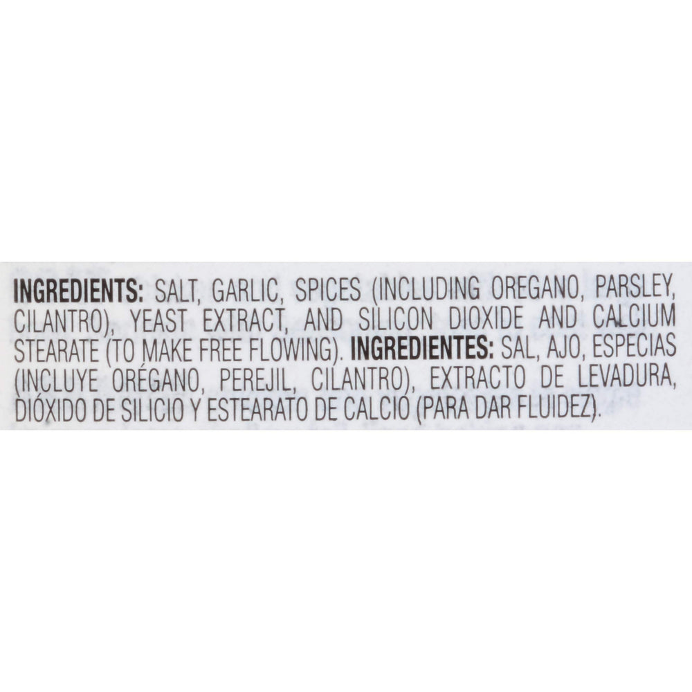 Lawry's Casero Total Seasoning label closeup—no added MSG for cleaner seasoning