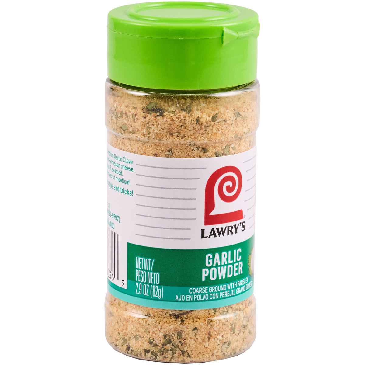 Lawry's Coarse Ground Garlic Powder with Parsley bottle for weeknight flavor