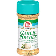 Lawry's Coarse Ground Garlic Powder jar boosts marinades and soups.